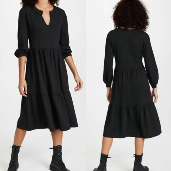 Nation LTD Black Tavin Tiered Midi Dress Size: L - Picture 1 of 5